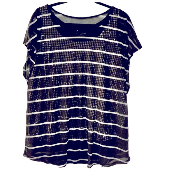 LANE BRYANT Sheer Top-sequin underlay GORGEOUS 😍 - Picture 1 of 3